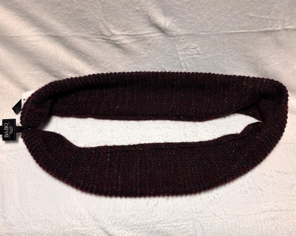 BA-BO Florence Made in Italy Knit Infinity Scarf Cowl Hood Burgundy Black